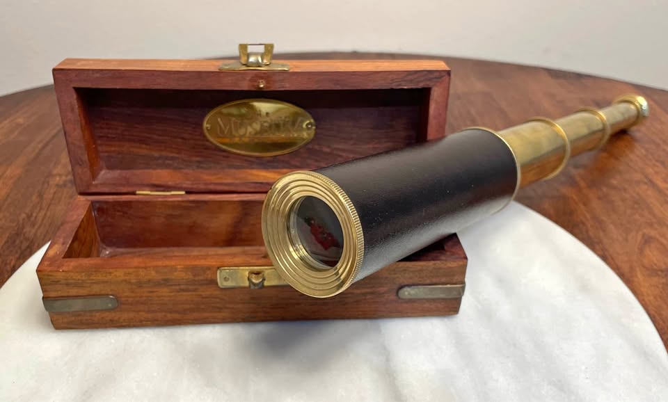 Brass-and-leather nautical spyglass
